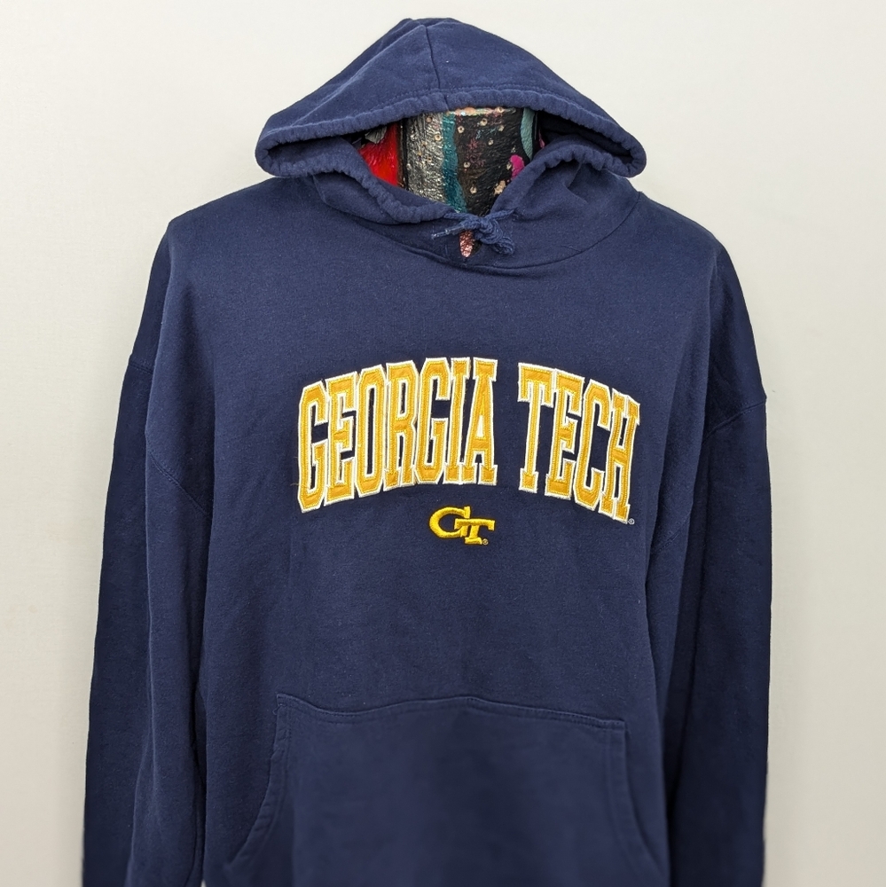 Georgia Tech Yellow Jackets Sweatshirt Hoodie Blue Mens Size 2XL